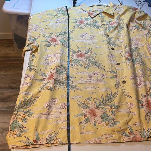 Calypso Joe Men’s 3X Yellow 100% Silk Tropical Tiki Hut Palm Tree Hawaiian Shirt - Picture 10 of 10
